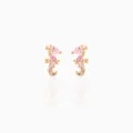 Vergoldete rosa Zirkon Kristall Seepferdchen Ohrringe, elegantes Tier Mode Schmuckstück. - Stil 1 Seepferdchen (Goldfarben) / Stärke 0.8mm Länge 6mm