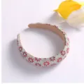 Crystal Rhinestone Sunflowers Headband Paved Sparkling Hair Hoop Fashion Hair Accessories - Red