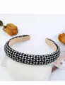 Crystal rhinestone padded headband, sparkling diamante hair hoop, luxury hair accessory detail - White Crystal Black Diamond Headband