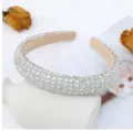 Close-up view of the sparkling rhinestone headband showcasing detailed crystal craftsmanship. - White Crystal White Diamond Headband