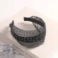 Exquisite black lace wide headband with silver embroidery, stylish anti-slip hair accessory. - Silver Silk Embroidered Plum Blossom Ethnic Headband
