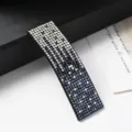 Fermaglio per capelli scintillante con strass da donna, elegante accessorio nero rettangolare. - Sfumato Rettangolare - Strass Blu Scuro/AB