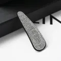 Fermaglio per capelli a goccia con strass scintillanti forcina nera elegante per donna - Goccia d'Acqua - Strass Bianco