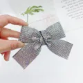 Rhinestone bow hair clip sparkling crystal spring hairpin elegant hair accessories for women. - AB Colorful Long Tail Bow Spring Top Clip