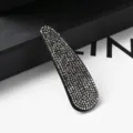 Morsetto per capelli nero in strass brillante cristallo goccia clip laterale accessorio minimal - Goccia d'Acqua - Strass Grigio Minerale