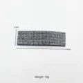 Mineral gray full rhinestone hair clip detail view showing shiny crystal surface and size. - Rectangular Snap Clip / Premium Grey