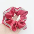 Red satin hair scrunchie with rhinestones, shiny sparkly hair tie for women and girls ponytail. - Burgundy