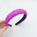 Detailed view of the pink glitter padded headband showing texture and thickness clearly. - Rose Red