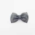 Close-up detail of the sparkling rhinestone bow hair clip, elegant grey design measuring 9cm. - Single Knot Hair Clip / Premium Grey