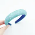 Wide padded headband blue sparkle hair hoop high cranial top trendy hair accessories for women. - Lake Blue