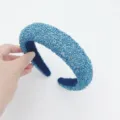 Blue puffy textured headband wide brim hair hoop daily fashion women hair accessories - Gem Blue Lucky Stone 3.5 Headband
