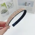 Fashion rhinestone headband sparkling crystal hair hoop elegant daily wear sparkling hair accessories - Full Rhinestone Suede Wide Headband / Champagne