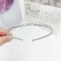 Silver rhinestone crystal thin metal headband sparkling fashion hair accessory for women and girls - Crystal Round Tube / Silver White