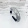 Sparkling crystal rhinestone headband, silver padded hair hoop for women fashion accessories. - Crystal Rhinestone 3.0cm High Cranial Top Headband / Silver White