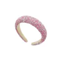 Sparkling pink rhinestone padded headband, baroque style crystal hair accessory for women - Rose Pink