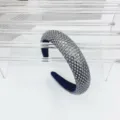 Crystal rhinestone padded headband for women, sparkly wide hair hoop, luxury hair accessories. - Crystal Rhinestone 3.0cm High Cranial Top Headband / Mineral Grey