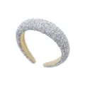 Sparkling rhinestone padded headband baroque crystal wide hair hoop for women party accessories - Silver White