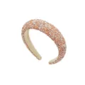 Sparkling rhinestone padded headband, Baroque crystal hair hoop, luxury hair accessory detail. - Champagne