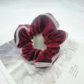 Velvet rhinestone hair scrunchie large elastic ponytail holder autumn winter hair accessories - Burgundy
