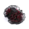 Black and red lace hair claw clip, elegant mesh hair accessory for women daily wear. - Burgundy