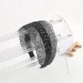 Black wide lace headband with silver embroidery and non-slip inner teeth for women. - Polka Dot Embroidery / Silver