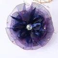 Elegant dark blue mesh flower hair claw clip with dazzling rhinestones for women hair styling. - Navy Blue