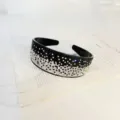 Black gradient rhinestone headband, sparkling crystal wide hair hoop for daily fashion styling. - Black and White Gradient