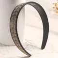 Black rhinestone headband with fishbone pattern, elegant hair hoop for daily wear and party. - Gold Protein Fishbone Rhinestone Headband