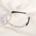 Korean luxury rhinestone pearl headband elegant alloy hair hoop for women fashion accessories - Pearl Rhinestone 8-Shape Double Headband / Silver
