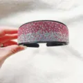 Gradient Rhinestone Wide Headband Sparkly Crystal Hair Hoop Non-slip Fashion Hair Accessory - Light Pink Gradient
