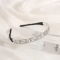 Elegant rhinestone hair hoop sparkling alloy headband stylish fashion hair accessories for women - W-Shape Double Rhinestone Headband / Silver