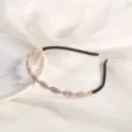 Rose gold rhinestone headband, elegant sparkly hair hoop for women and stylish daily wear. - Diamond-Shape Single Rhinestone Headband / Champagne