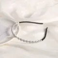 Elegant rhinestone headband for women, sparkly crystal alloy hair hoop for daily party wear. - Square Single Rhinestone Headband / Silver