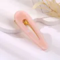 Pink acrylic teardrop hair clip cute candy color duckbill hair barrette for women daily - Hollow Water Drop Duckbill Clip / Pink