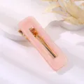 Pink rectangular acrylic hair clip, trendy marble pattern hair accessory for women and girls. - Hollow Rectangle Duckbill Clip / Pink