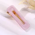 Purple Rectangular Acrylic Hair Clip Candy Color Metal Duckbill Side Clip for Women - Hollow Rectangle Duckbill Clip / Light Purple