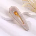 Acrylic Teardrop Hair Clip Marble Pattern with Metal Duckbill Clip Women Hair Accessory - Hollow Water Drop Duckbill Clip / Light Gray