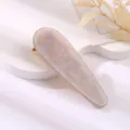 Acrylic teardrop hair clip in elegant translucent marble pattern with secure gold duckbill. - Teardrop Duckbill Clip / Light Gray