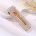 Rectangle acrylic hair clip, stylish pearlescent hairpin for women daily hair styling accessories. - Hollow Rectangle Duckbill Clip / Light Gray