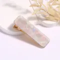 Acrylic rectangular hair clip with shiny pearlescent surface and gold metal duckbill clasp. - Rectangle Duckbill Clip / Light Gray