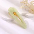Light green acrylic teardrop hair clip duckbill barrette cute candy color styling hair accessory for women - Hollow Water Drop Duckbill Clip / Light Jade Green