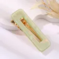 Light green rectangular acrylic hair clip cute candy color side duckbill clip for women - Hollow Rectangle Duckbill Clip / Light Jade Green