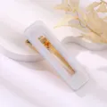 Acrylic rectangle hair clip with gold metal duckbill clip, milky white translucent style. - Hollow Rectangle Duckbill Clip / Aqua