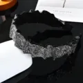 Black rhinestone ruffled headband sparkling crystal hair hoop fashion hair accessories for women - Rhinestone Pleated / 3cm / Mineral Grey