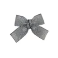 Rhinestone bow hair clip detail shot, sparkling crystal studded surface, elegant black base design. - Spring Bowknot Top Clip / Silver White Rhinestone