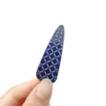 Blue acrylic teardrop hair clip with sparkling rhinestones and elegant grid design. - Waterdrop Rhinestone Side Clip / 6cm / Dark Blue