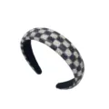 Fashion rhinestone headband baroque wide sponge hair hoop sparkling crystal checkered hair accessory - Black and White Checkerboard