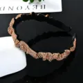 Baroque rhinestone headband, wide-brimmed sparkly crystal hair hoop, elegant black hair accessory. - Champagne