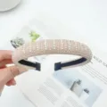 Elegant rhinestone and pearl padded headband, chic bohemian style hair accessory for women. - Pearl Rhinestone Headband / Champagne