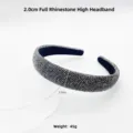 Mineral grey rhinestone padded headband, sparkling full crystal hair hoop, 2.2cm width. - 2.0 High Crown Headband / Premium Grey